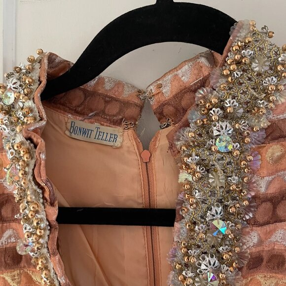 1970s Bonwit Teller Orange and Gold Palazzo Gown - Picture 5 of 5